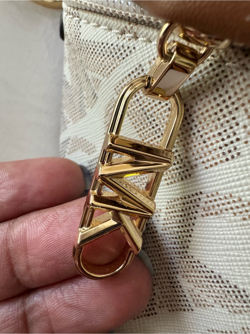 Michael Kors Cream and Brown Logo Crossbody with Gold Chain - Picture 6 of 7
